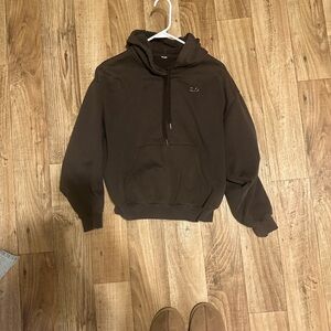 ALO Yoga Taupe Hoodie with Silver Logo